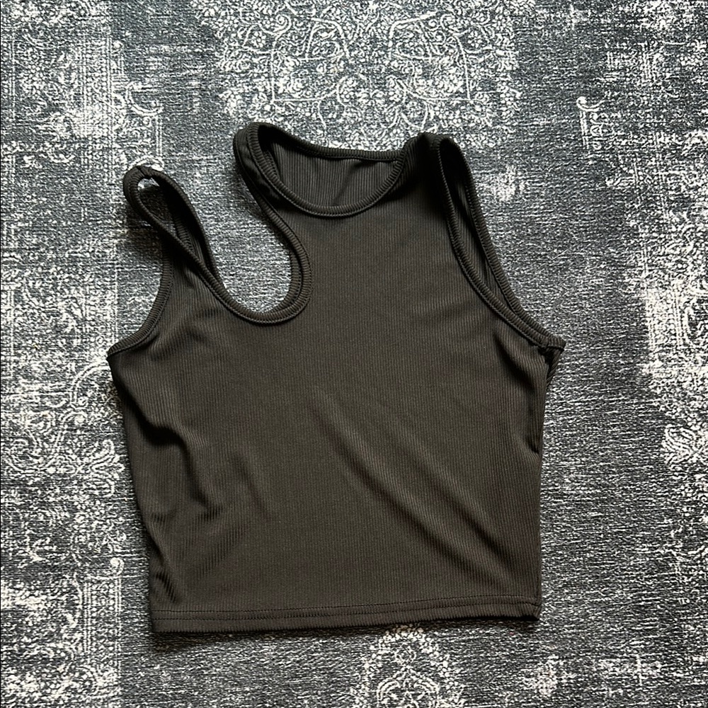 Black Double Strap Cropped Tank